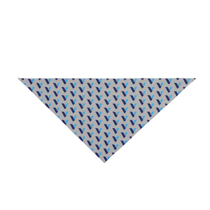 Blue Check V Pattern Pet Bandana — Modern Geometric Dog & Cat Accessory