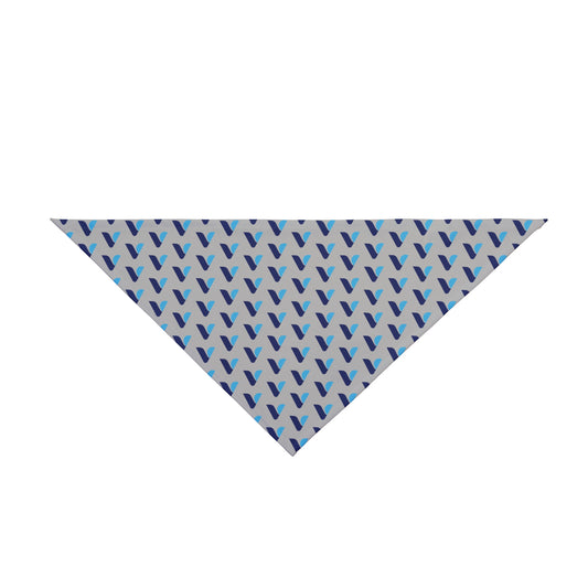 Blue Check V Pattern Pet Bandana — Modern Geometric Dog & Cat Accessory