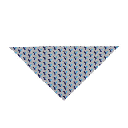 Blue Check V Pattern Pet Bandana — Modern Geometric Dog & Cat Accessory
